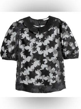 H&M black sheer star blouse, size 12